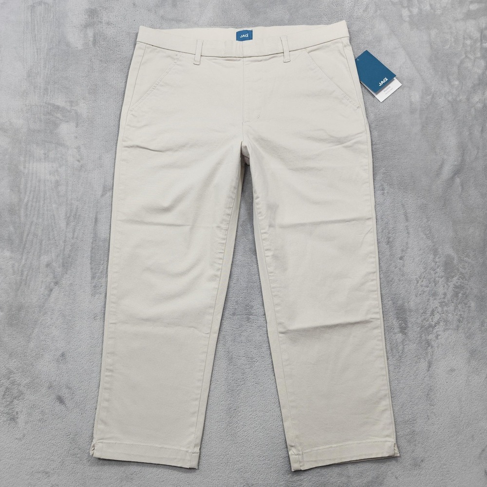 NEW Jag Jeans Pants Womens 16 Beige Stone Maddie Capri Modern Pull On Stretch